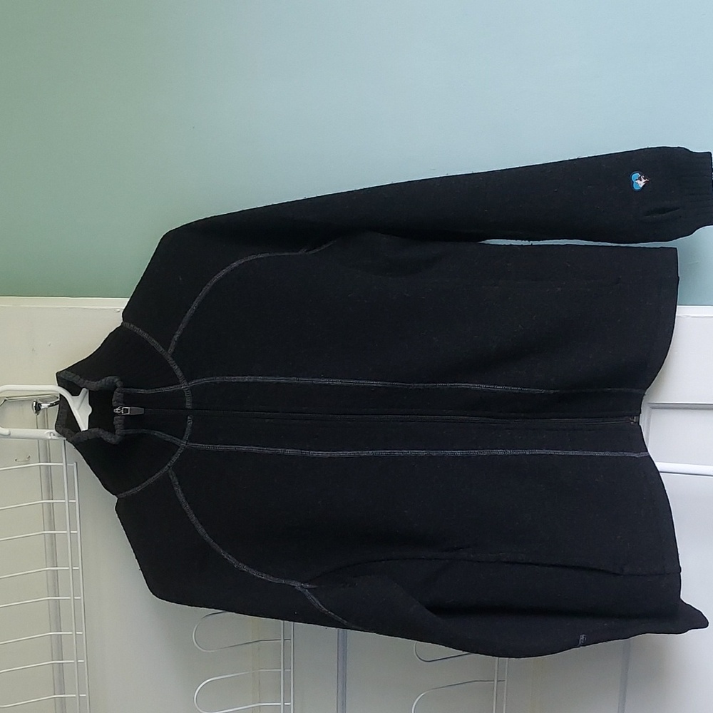 Kuhl 100% Merino Wool Full Zip-Up Sweater Thumbholes Jacket Outdoor Active